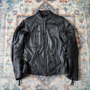 Harley Davidson Black Bedazzled Leather Jacket Medium